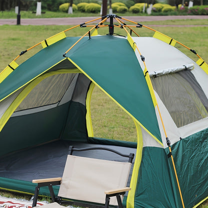 Camping Tent 4-Person Pop-Up Sunshade with Insect-Mesh Panels, Two-Door Option and M or L Sizes