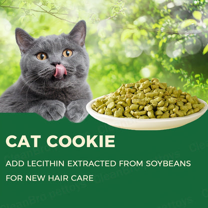 150 g Catnip and Cat-Grass Cookie Treats with Shaped Pieces and Pictured Ingredient Panel Pictured