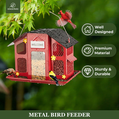 Metal Bird Feeder for Outside - 4 Lbs Large Capacity Hanging Wild Bird Feeder, for Garden, Yard and Pest Management