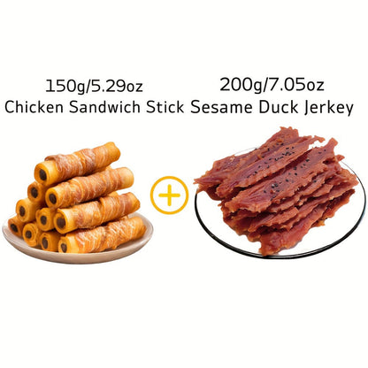 Dog Treats Sesame or Cheese Duck Jerky with Chicken, Milk Jerky or Sandwich Stick Dual Packs