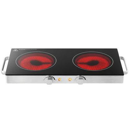 Portable Electric Stove Stainless Steel Single Burner Hot Plate with Temperature Control Easy Clean for Kitchen Dorm Camping RV Office Countertop Cooking 1000W
