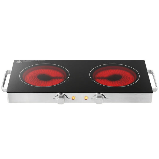 Portable Electric Stove Stainless Steel Single Burner Hot Plate with Temperature Control Easy Clean for Kitchen Dorm Camping RV Office Countertop Cooking 1000W