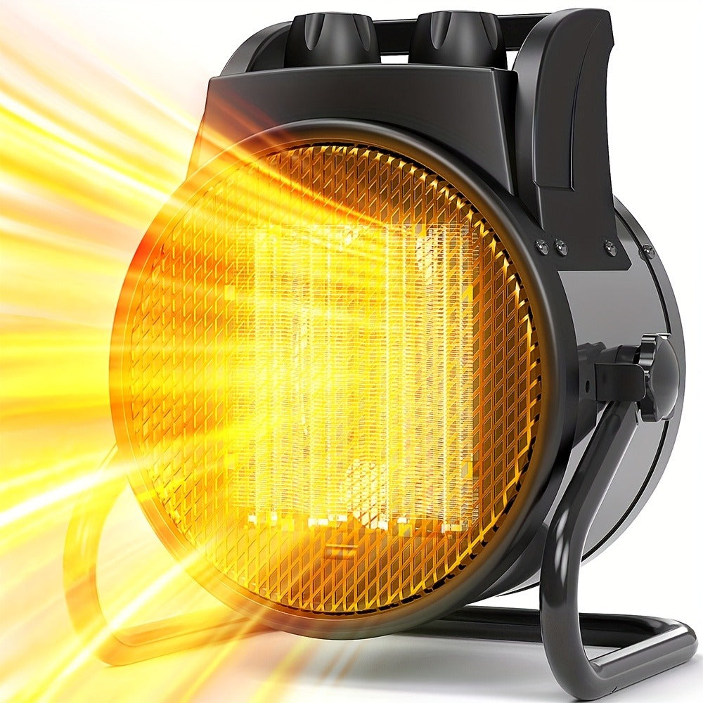 1500W Round Portable Space Heater with Two Top Controls, 90° Adjustable Stand and Remote Option