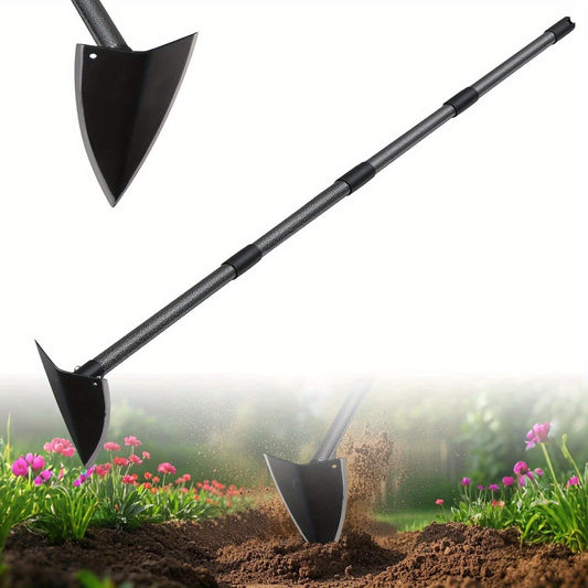 Garden Hoe Triangle Heavy Duty Carbon Steel with Adjustable 15–72 Inch Long Handle, Sharp Triangular Blade for Weeding, Digging, Soil Loosening and Edging