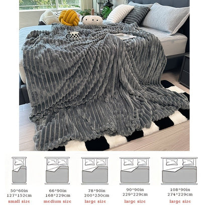 Channel-Textured Throw Blanket in Seven Colors and Four Displayed Size Options from 50 x 60 to 108 x 90 Inches
