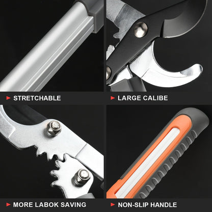 Long-Reach Bypass Lopper with Telescoping Silver Handles, Orange Grips and 27–34-Inch Variant Label