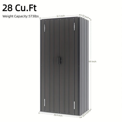 Tall Metal-Look Outdoor Storage Cabinet with Double Doors, 22 or 28 Cu Ft Checkout Capacity Options