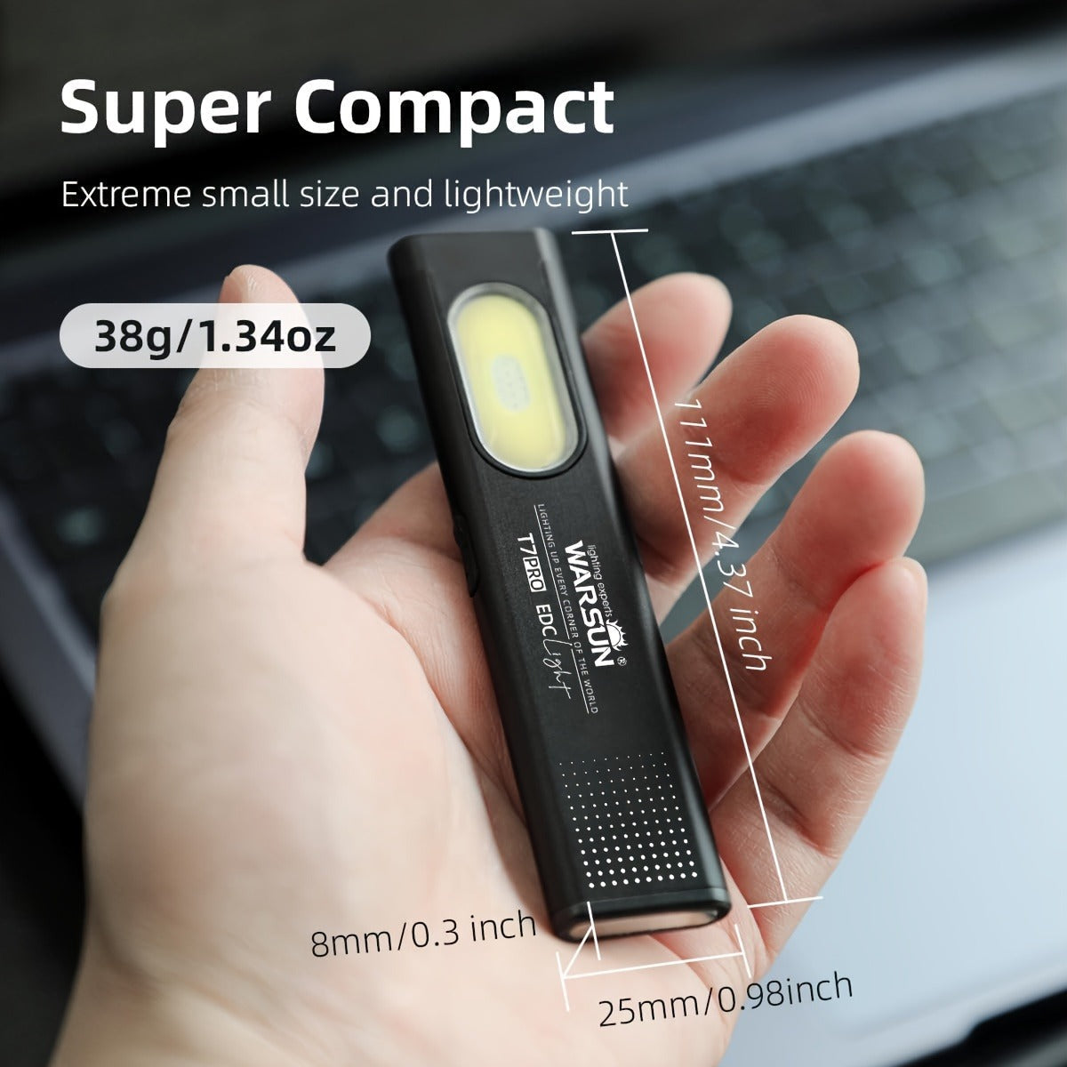 Flashlight Ultra-Thin Pocket 2-Pack Set with Six Lighting Modes, Main Beam and COB Side Panel