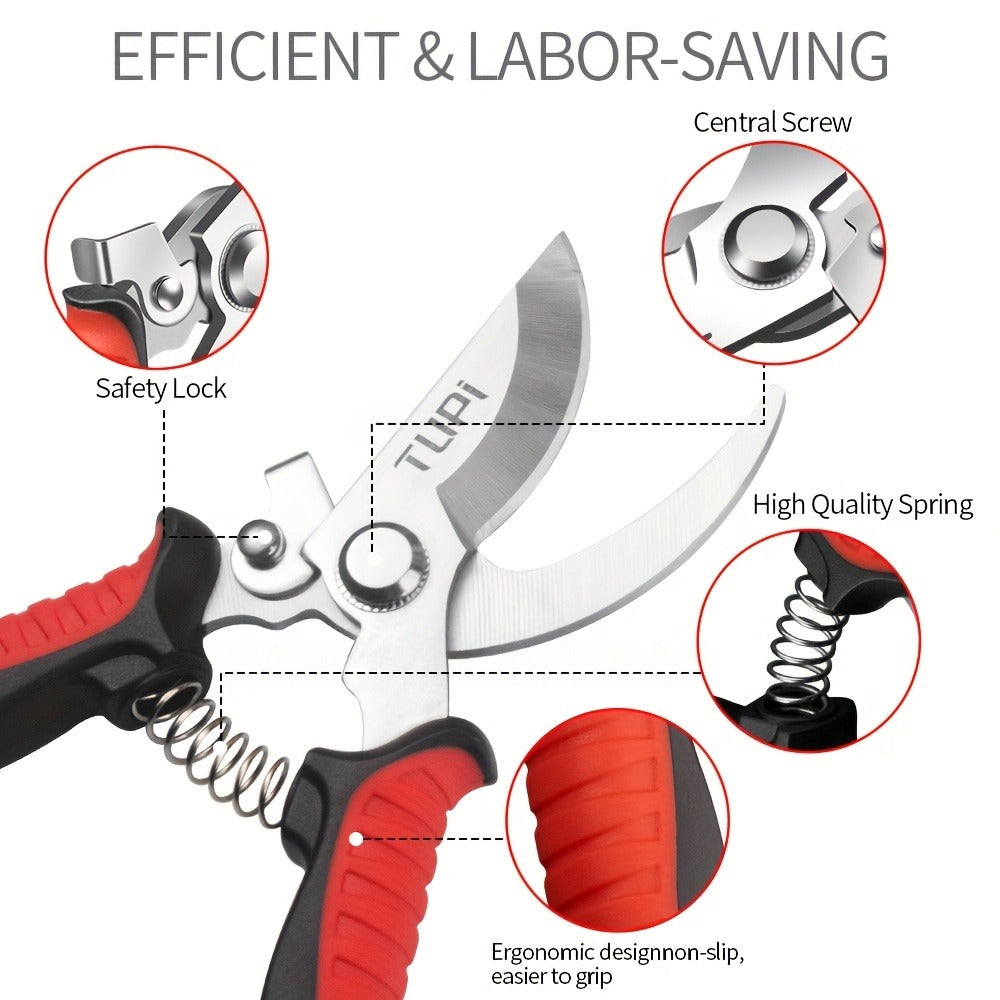 Bypass Pruning Shears 2-Pack - Ambidextrous High-Carbon Steel Fruit Scissors for Left & Right Hand, Garden Trimming Shears, Bonsai & Pot Beautification Cutter