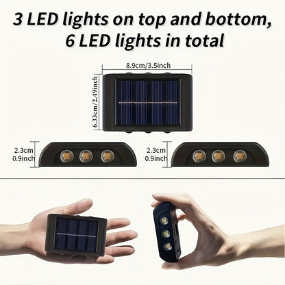 Eight-Pack Solar Wall Lights with Six LEDs Each, Up-and-Down Beams and Warm or White Light Options