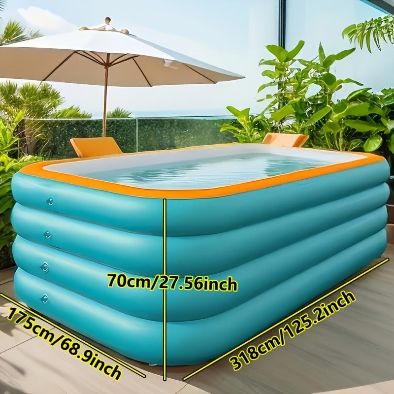 Inflatable Swimming Pool for Family Adults Kids, Large Above Ground Outdoor Backyard Pool, 4-Layer PVC Thickened Blow Up Pool for Patio Garden Party Summer