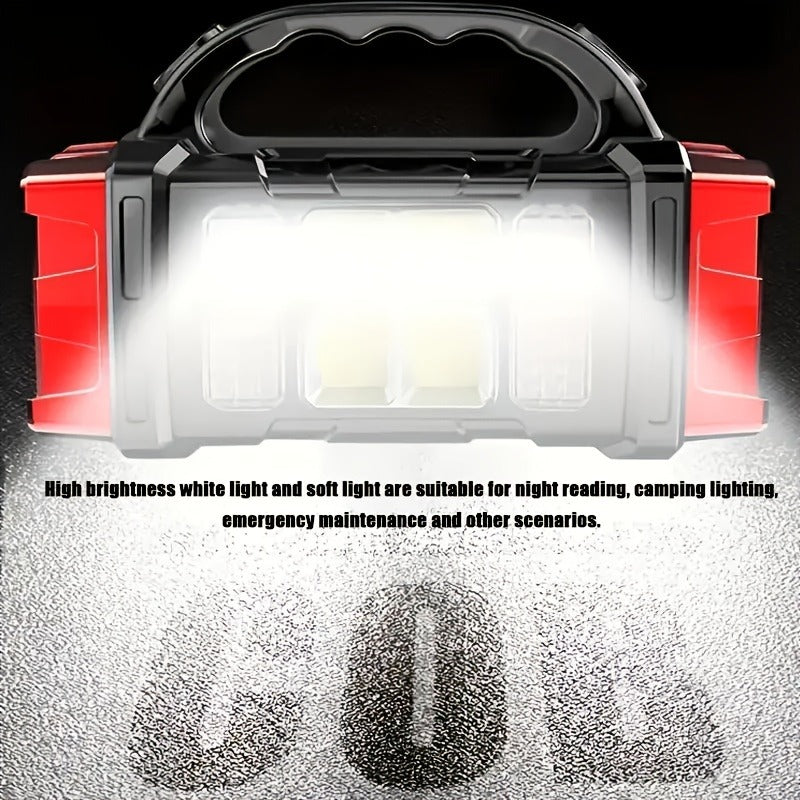 Flashlight 2000-Lumen Solar and USB-C Rechargeable Carrying Light with Power Bank and Four Modes