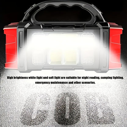 Flashlight 2000-Lumen Solar and USB-C Rechargeable Carrying Light with Power Bank and Four Modes