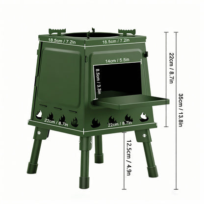 Foldable Wood Burning Camp Stove, Portable Outdoor Cooking Rocket Stove for Camping, Hiking, Picnics, BBQ & Travel – Compact Pot Stove for Wild Cooking