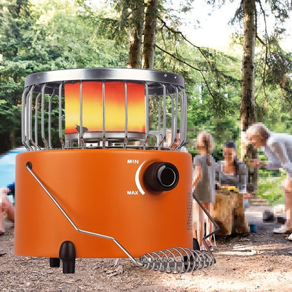 Portable Propane Heater Stove 2-in-1 Camping Gas Stove & Heater 3680-9000 BTU with Ignition, Stainless Steel