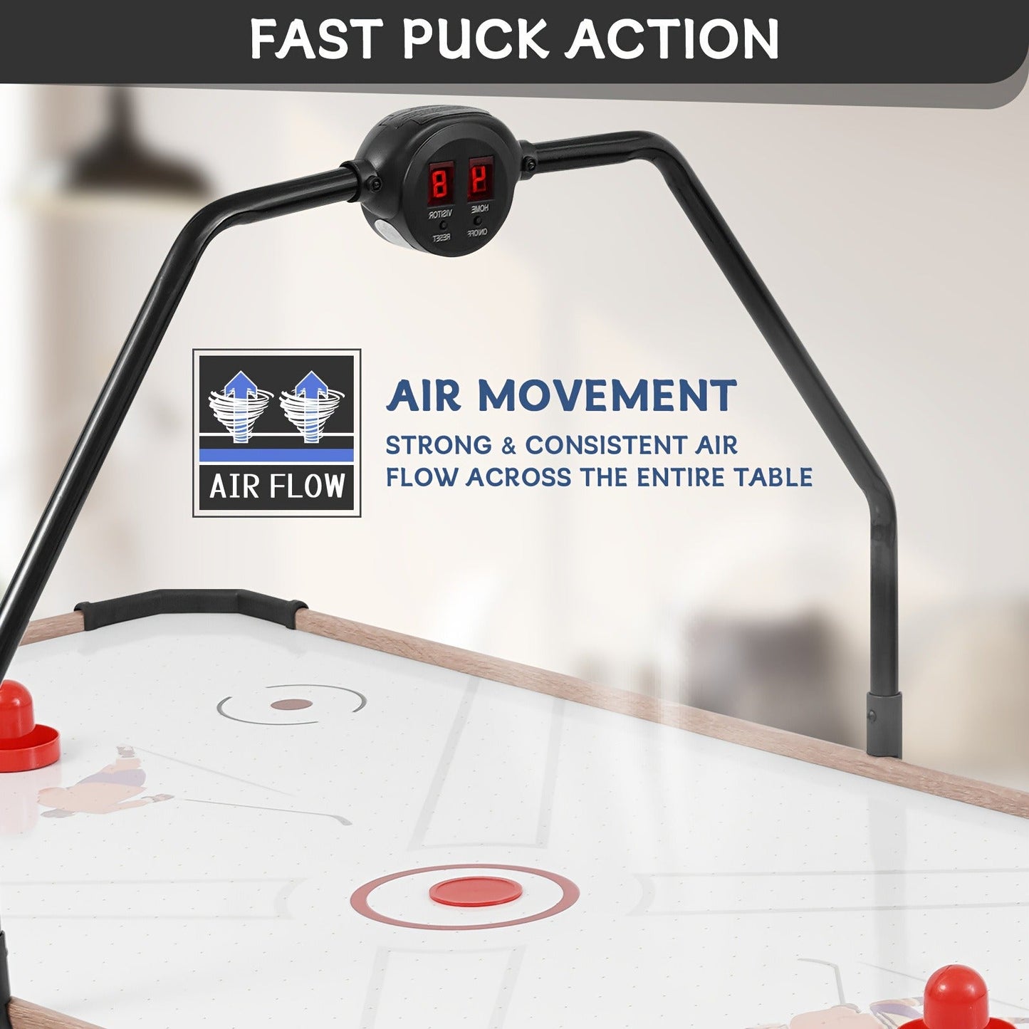 54-Inch Air Hockey Table with LED Scorer, Two Pucks and Two Pushers for Family Game Room Play