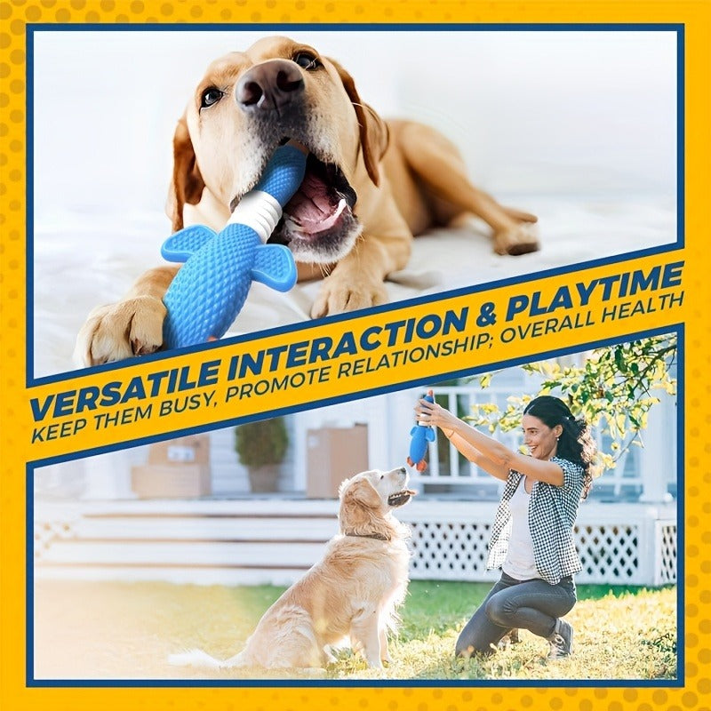 Dog Toy Nylon Goose or Clownfish Chew Design for Medium and Large Dogs in Two Blue Styles for Interactive Chew Play
