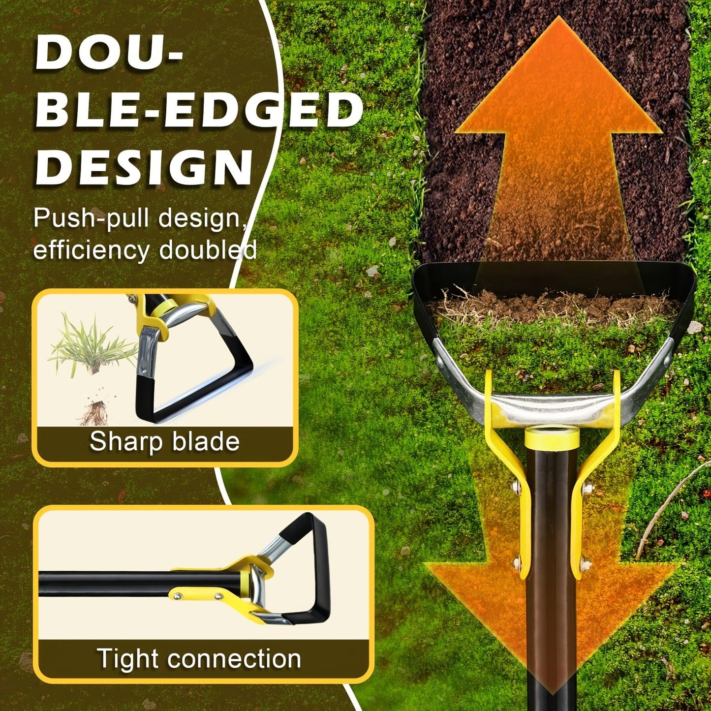 Stirrup Hoe Adjustable Long Handle Scuffle Loop Hoe for Weeding Heavy Duty Stainless Steel Blade No-Bend Design 3 Sizes 4.5FT 6FT 7.5FT Garden Tool