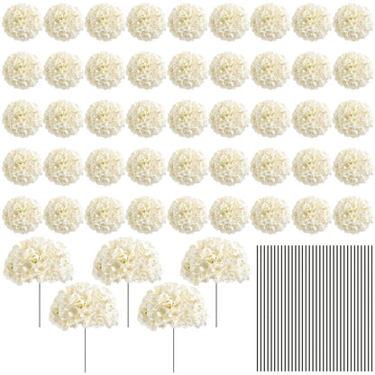 Artificial Flowers 72-Piece Silk Hydrangea Set with Flexible Stems in Blue Purple Pink or Champagne