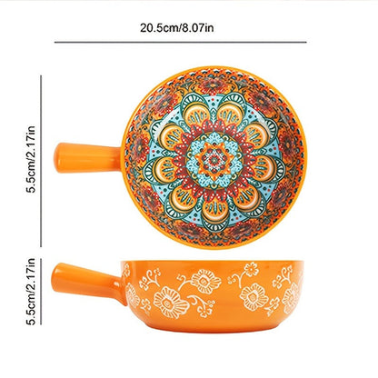 Ceramic Bowl Set with Lids 8-Piece Bohemian Soup Noodle Salad Bowls – Microwave Dishwasher Oven Safe Colorful Dinnerware for Meal Prep Family Dining Gifting
