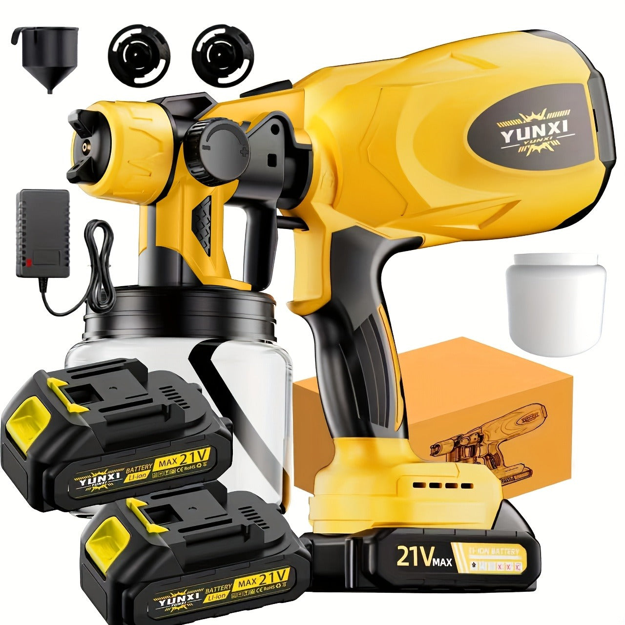 Electric Paint Sprayer Cordless Rechargeable 500ml HVLP Spray Gun Adjustable Modes for Walls Wood Cars Furniture Decks Indoor Outdoor