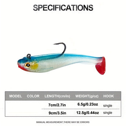 Fishing Lure Set 6-Piece Pre-Rigged Paddle-Tail Soft Swimbaits with Jig Hooks in 2.75 or 3.54-Inch Sizes
