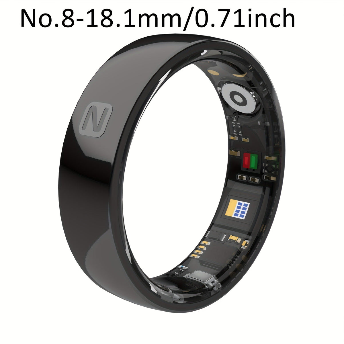 N-Style Smart Ring with Screenless Sensor Design, Charging Case, Black, Pink or White Finish and Sizes 7–13