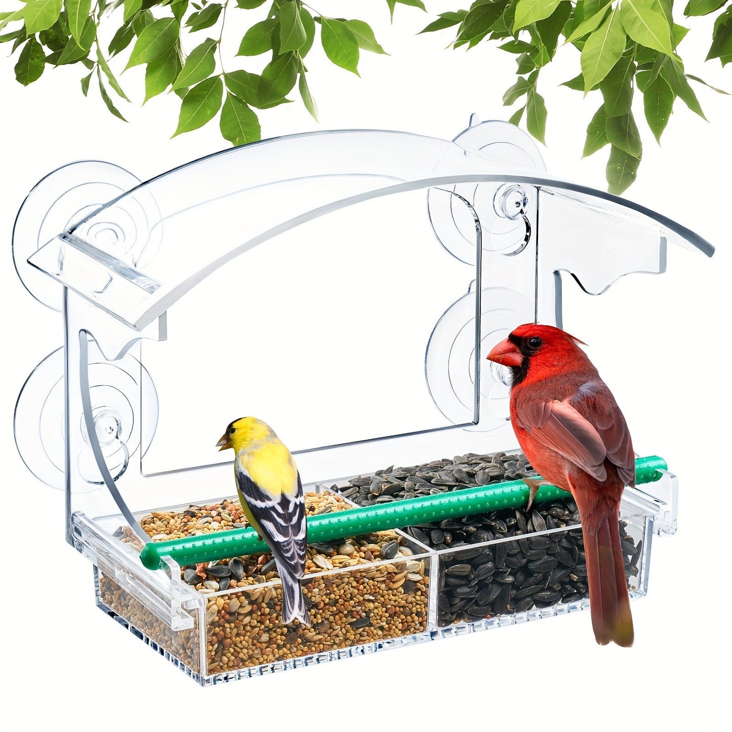 Window Bird Feeder - Clear Acrylic Suction Cup Bird Feeder for Birdwatching