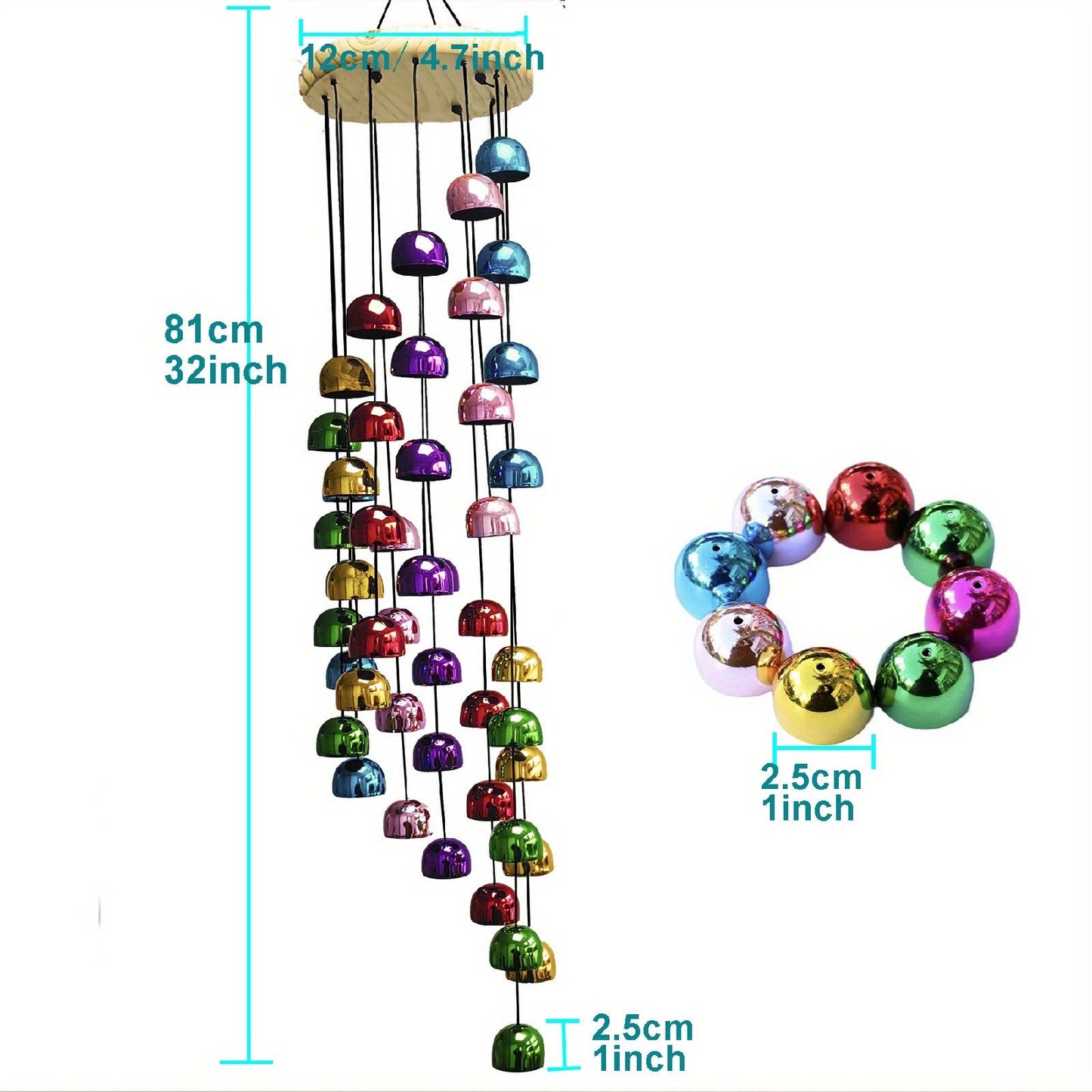 Copper Wind Chime – 48-Bell Vintage Metal & Solid Wood, 30 Inch Outdoor Patio Garden Gift