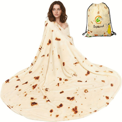 Round Tortilla Print Throw Blanket with Two-Sided Artwork and Five Diameter Options from 33.5 to 80 Inches