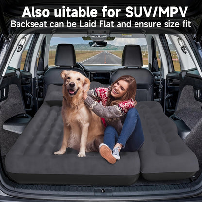 Car Inflatable Mattress Air Bed for Truck SUV MPV Back Seat with 2 Pillows Portable Camping Air Mattress for Road Trips Hiking Backpacking Outdoor Travel Black Dark Blue