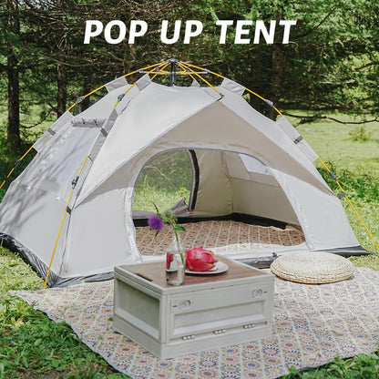 Camping Tent Pop-Up with Dual Doors, Optional Mesh Windows and 1-3 or 3-4 Person Source Options