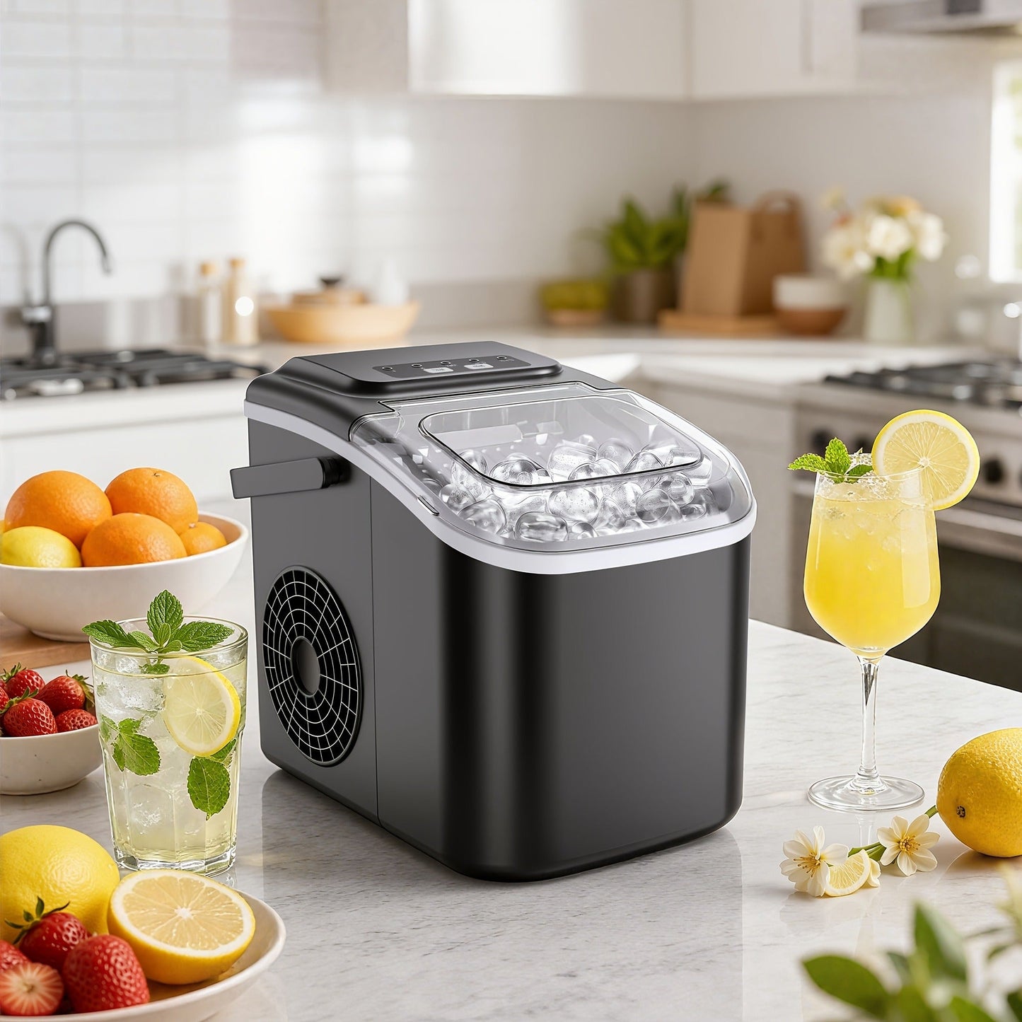 Countertop Bullet Ice Maker with 26-29 lb Daily Labels, 8 Cubes per 6 Minutes and Three Colors