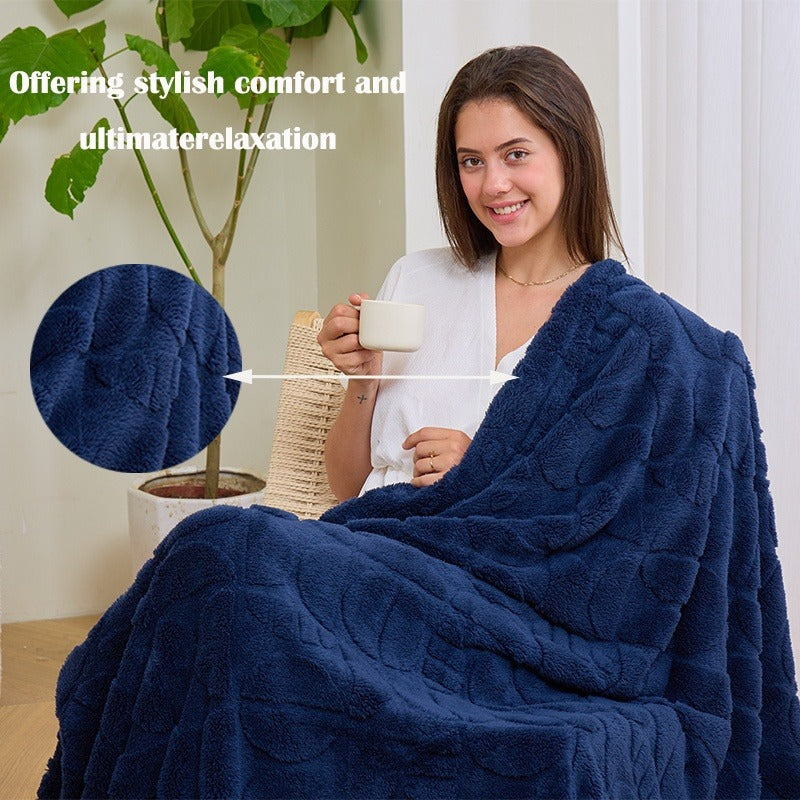 Raised Geometric Throw Blanket in White, Blue or Grey with 40 x 60, 60 x 80 and 80 x 90-Inch Size Options