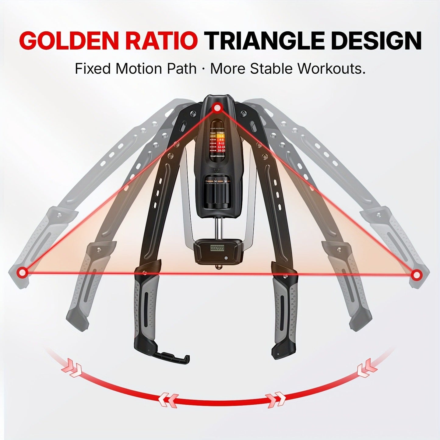 Fitness Equipment Hydraulic Chest Expander with Adjustable 10-200 kg Resistance and Digital Rep Counter