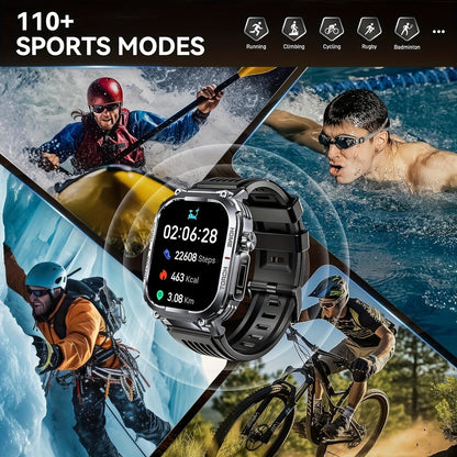 Smart Watch 2.02-Inch Rugged Display with Calling, LED Flashlight, 400mAh Battery and Black Band