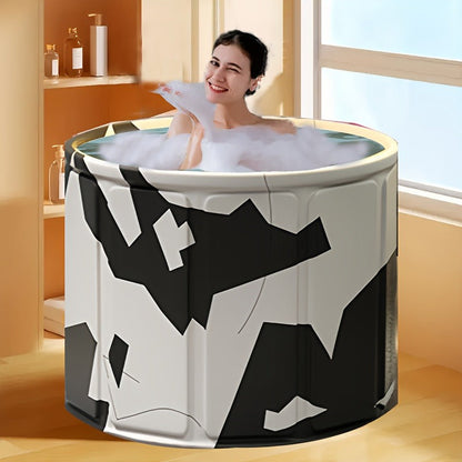 Foldable Soaking Bathtub for Adults Portable Extra Large Free Standing Hot Tub with Temperature Retention Easy Assembly for Small Spaces