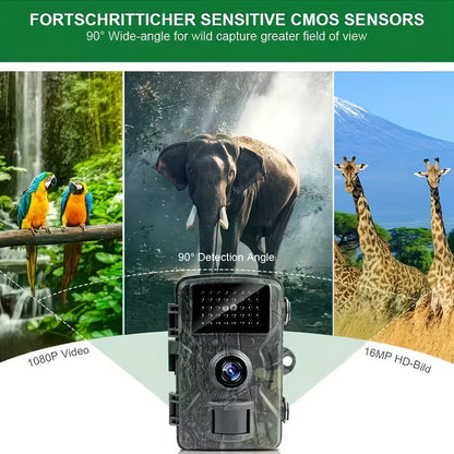 Trail Camera 1080P FHD – 0.8s Trigger, Camouflage Hunting Camera with Night Vision, 32GB SD Card Compatible | KLZO Wildlife Cam