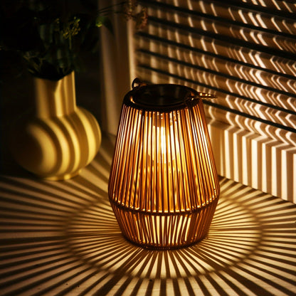 Solar Outdoor Lights Bohemian Bamboo Hanging Lanterns, Warm White, 1/2/4 Piece Sets for Patio Decor