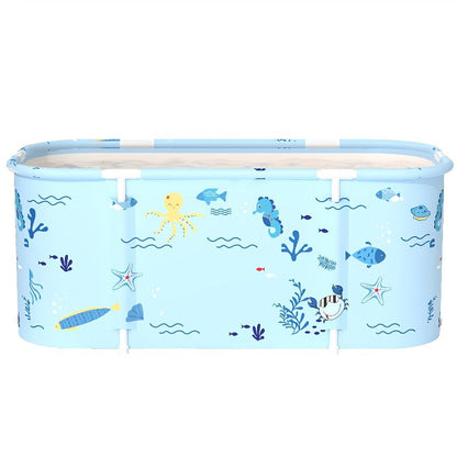 Soaking Tub Foldable Portable for Adults 47.2"x19.7"x21.7" – Freestanding Hot Bath & Ice Bath Spa Tub, Family Bathroom Bathtub, Ocean Style
