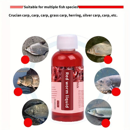 Two-Piece 100 ml Liquid Fish Bait with Red Worm Scent Label for Trout, Carp, Bass and Cod Fishing