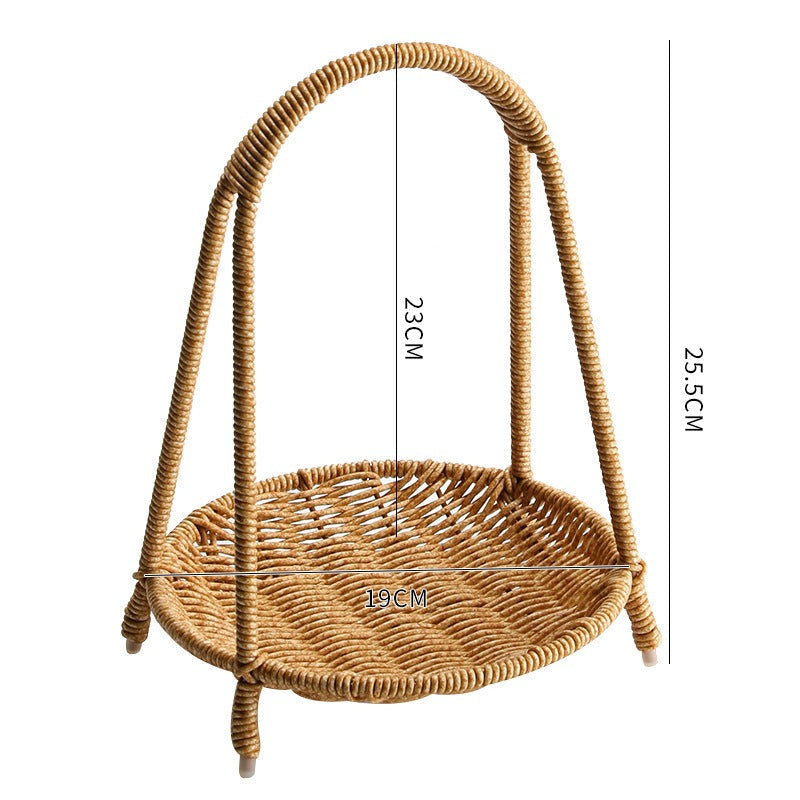 Tiered Serving Tray Rattan Style Round Multi-Layer Fruit Snack Display Stand for Parties Weddings Buffets Nuts Desserts Space-Saving Elegant