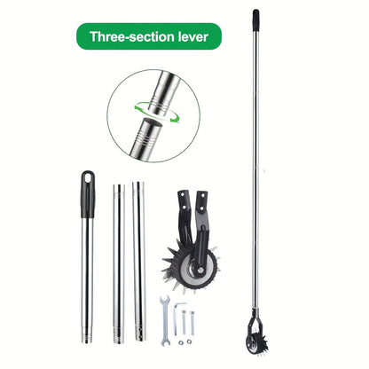 Manual Wheeled Lawn Edger with Rotary Cutting Wheel and Three- or Four-Section Adjustable Handle
