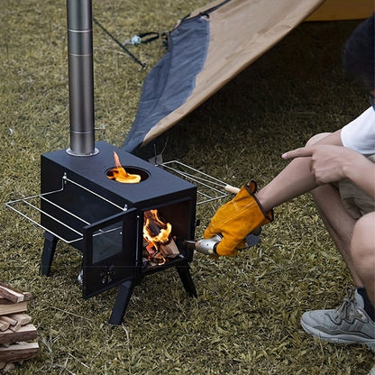 Portable Stainless Steel Wood Burning Camp Stove, Foldable Backpacking Rocket Stove for Outdoor Camping, Hiking & Survival