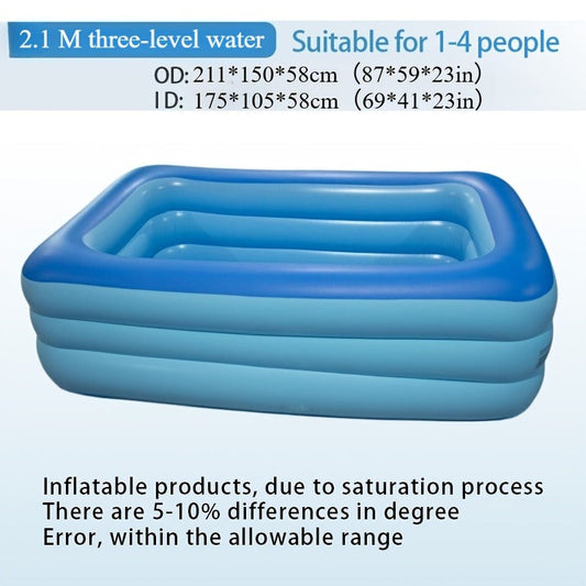 Inflatable Pool XL Extra Large Backyard Swimming Pool 3-Chamber Thick PVC Family Pool for Adults Kids Summer Outdoor Fun Multiple Sizes
