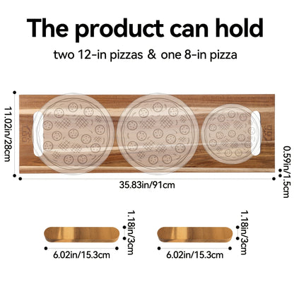 Extra-Long 36 x 11-Inch Wood-Color Charcuterie Board with Recessed Handles and Two Display Stands