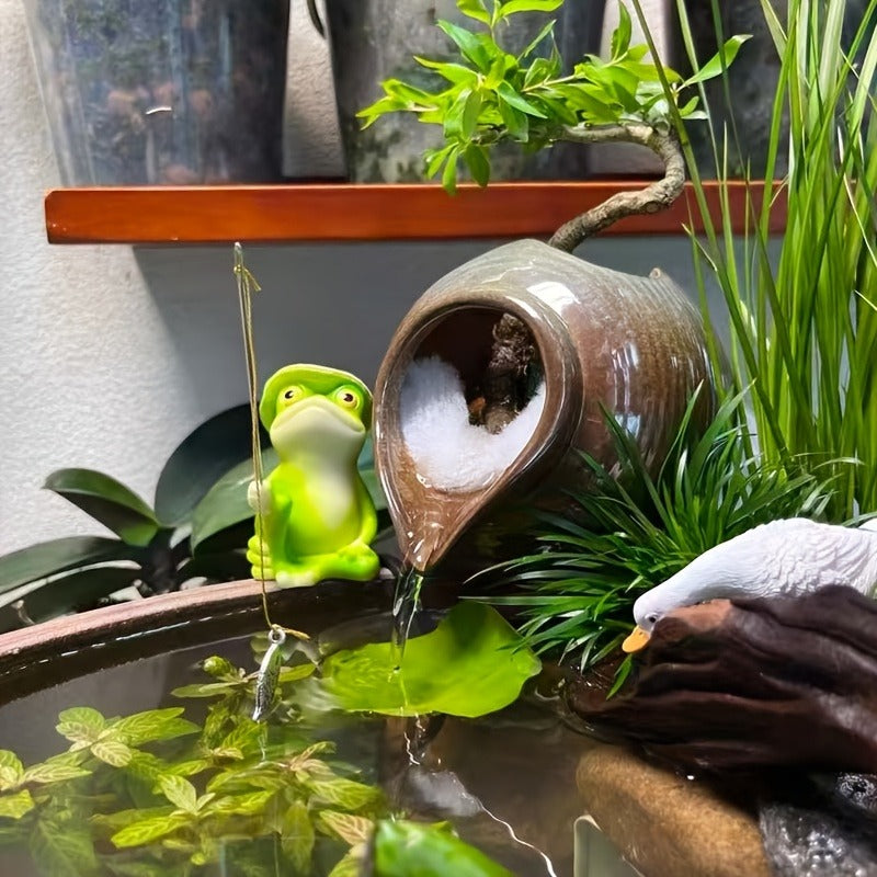 Mini Ceramic Tabletop Fountain Water Feature with Retro Garden Style in Two Checkout Packages