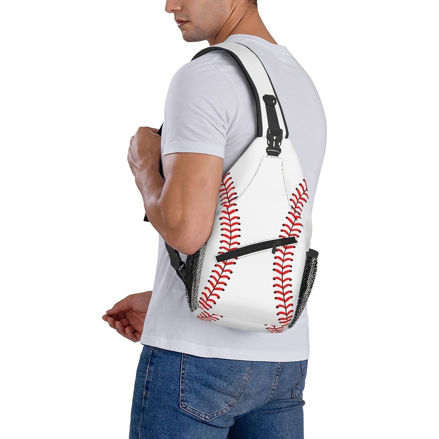 Sling Bag Baseball-Themed One-Strap Crossbody Pack with Adjustable Shoulder Carry for Training and Travel