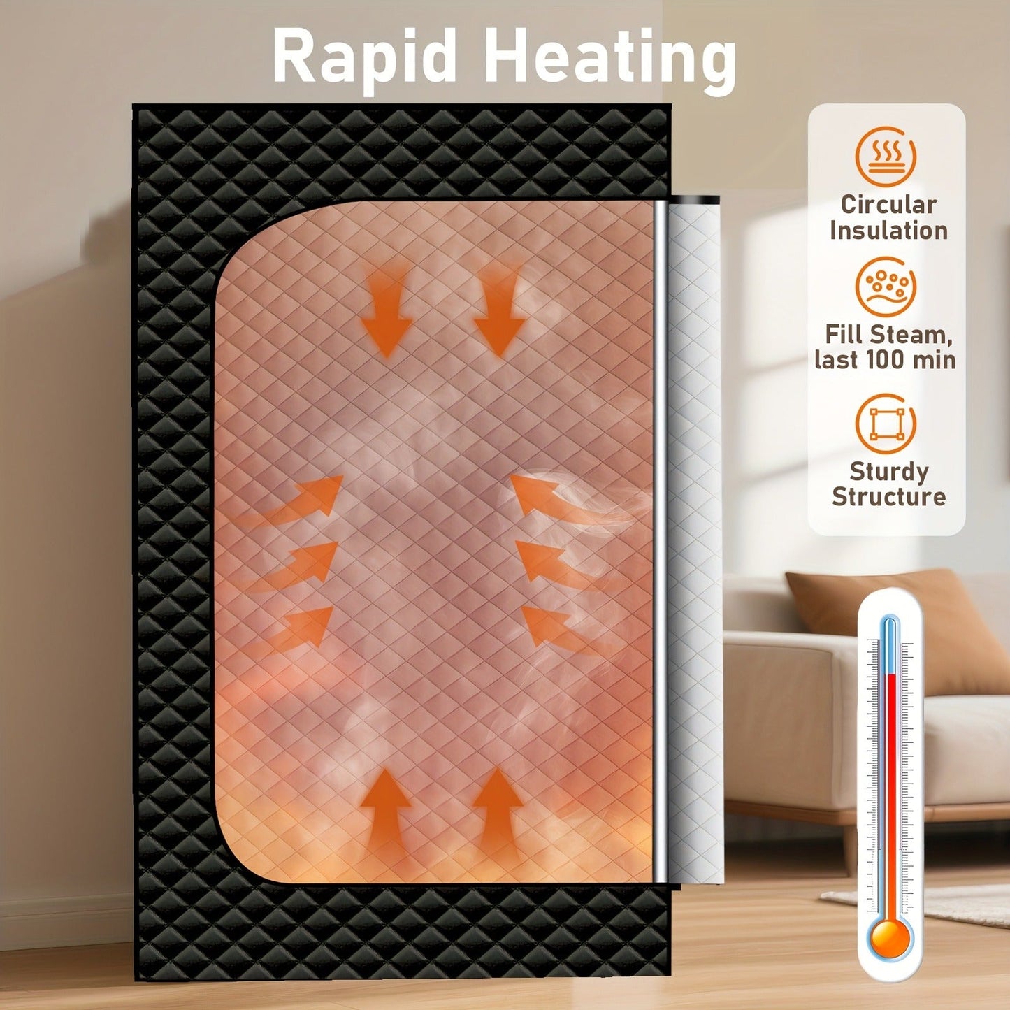 Portable Steam Sauna Box 1200W Full Body Sauna Tent with Folding Chair, 101oz Steam Generator, Oversized 2.6x2.6x5.9ft Home Spa for Muscle Recovery