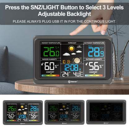 Wireless Indoor and Outdoor Weather Station with Color LCD, Remote Sensor, Barometer and Moon Phase
